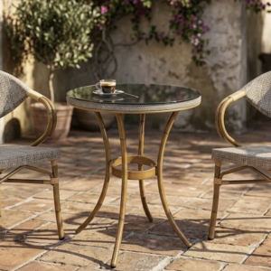 Conjunto Jardim E Varanda Aluminio Rattan Bamboo 3 Peças