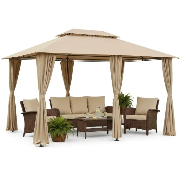 Gazebo Em Aço Malibu Com Cortinas Em Poliéster 4x3m
